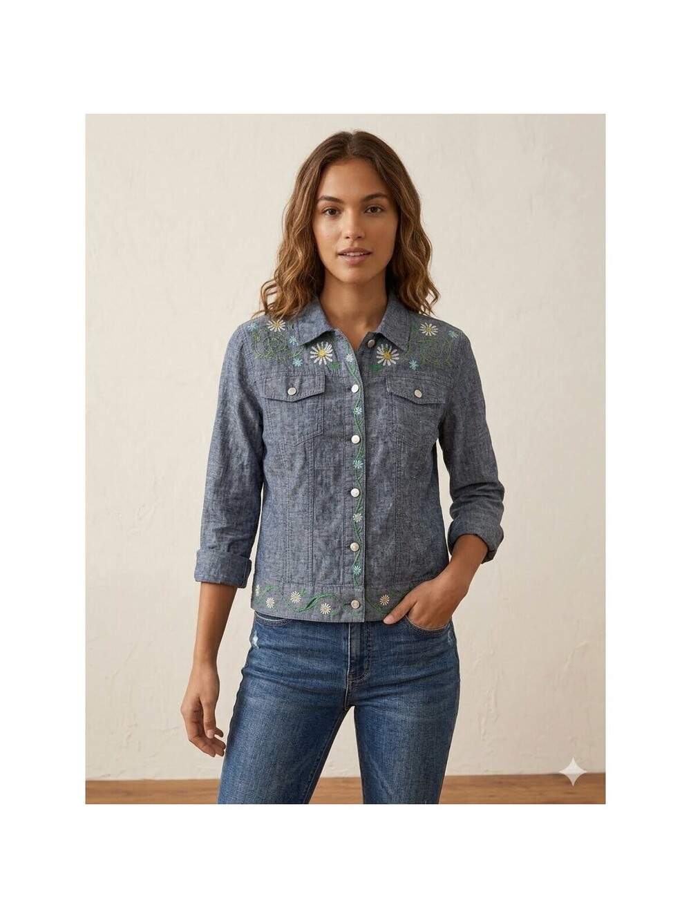 1042 - Willi Smith Hand Painted Floral Button Front Jacket